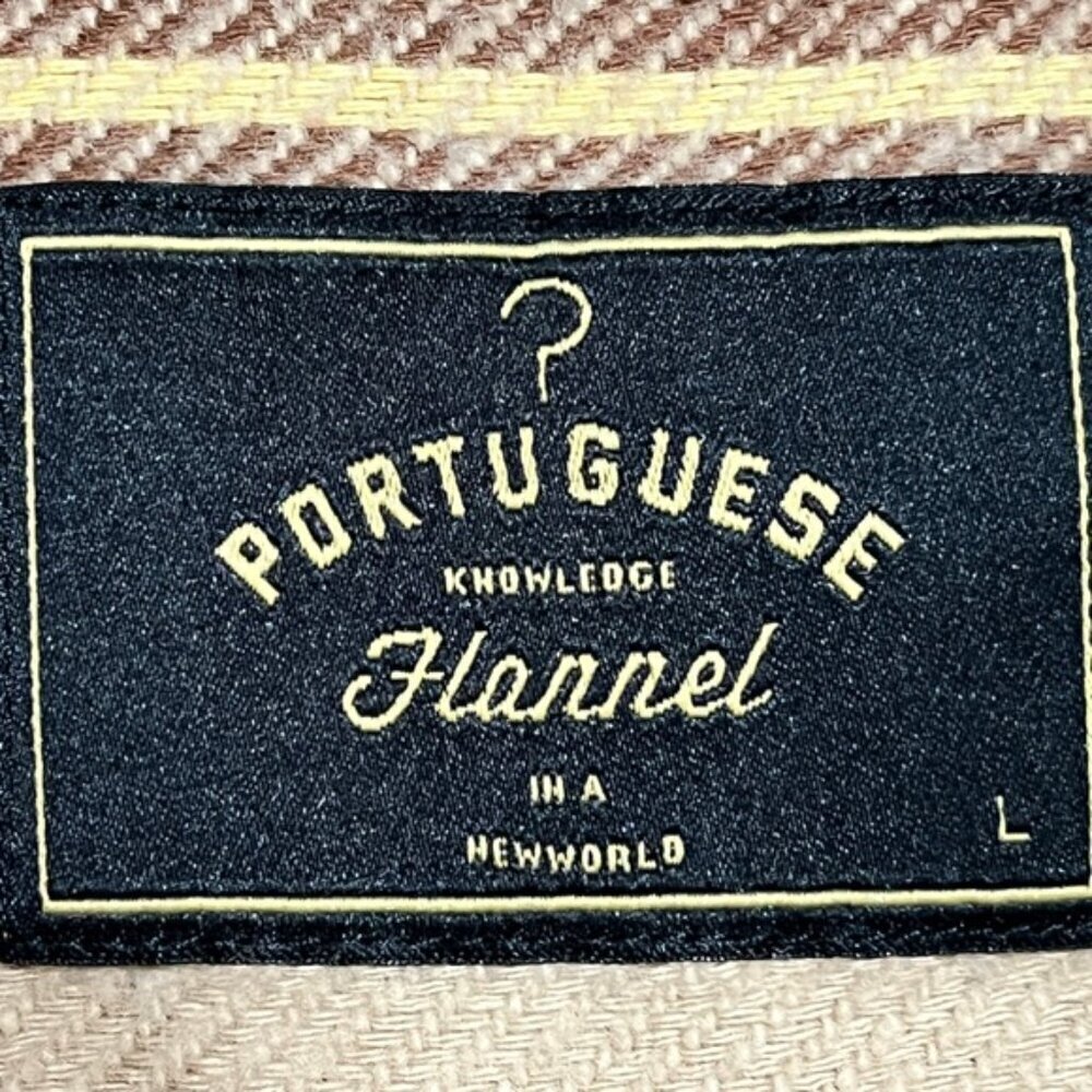 Portuguese Flannel Plaid Shirt - Tan/Brown/Black - Size L - Picture 4 of 9